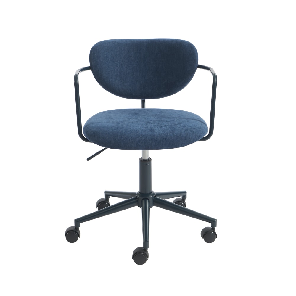 Chaise de bureau tissu bleu nuit avec roulettes