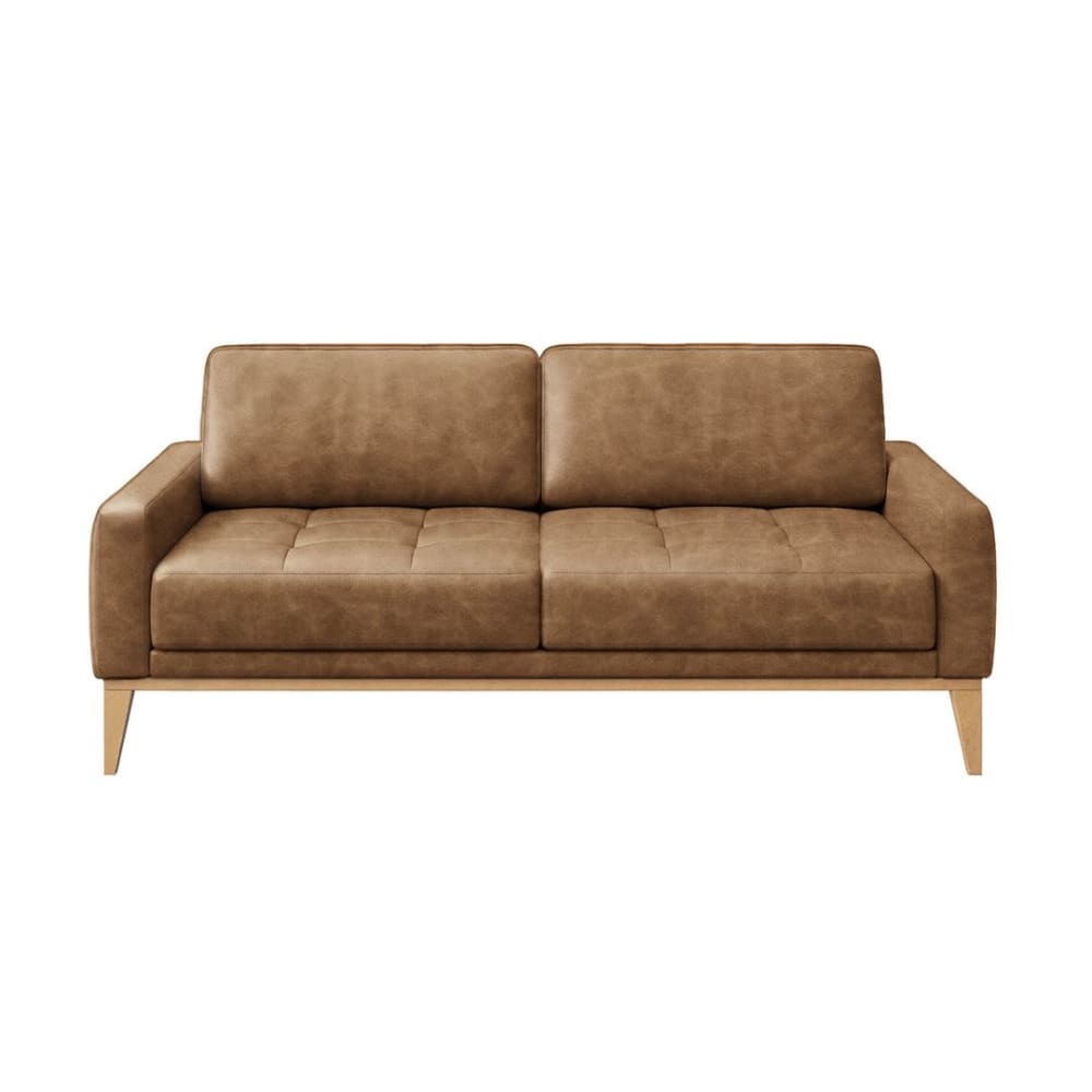 Canapé 2 places en cuir naturel caramell