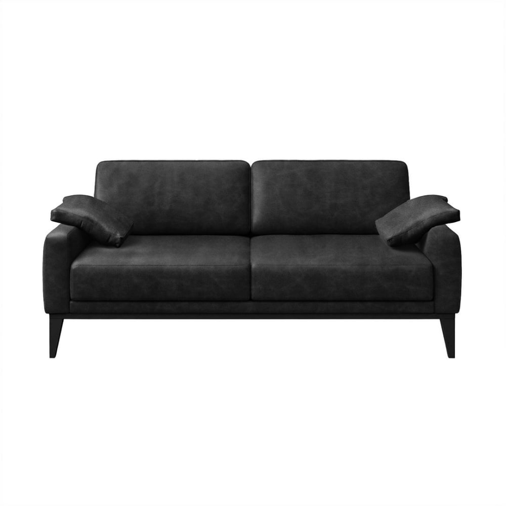 Canapé 2 places en cuir naturel noir