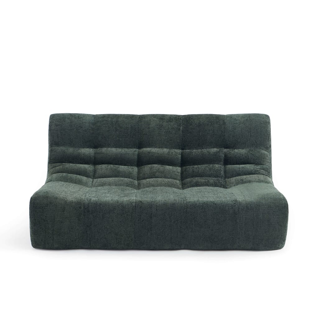 Banquette modulable 2 places tissu chenille vert