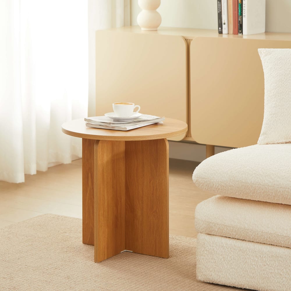 Table d'appoint ronde  effet chêne h50cm