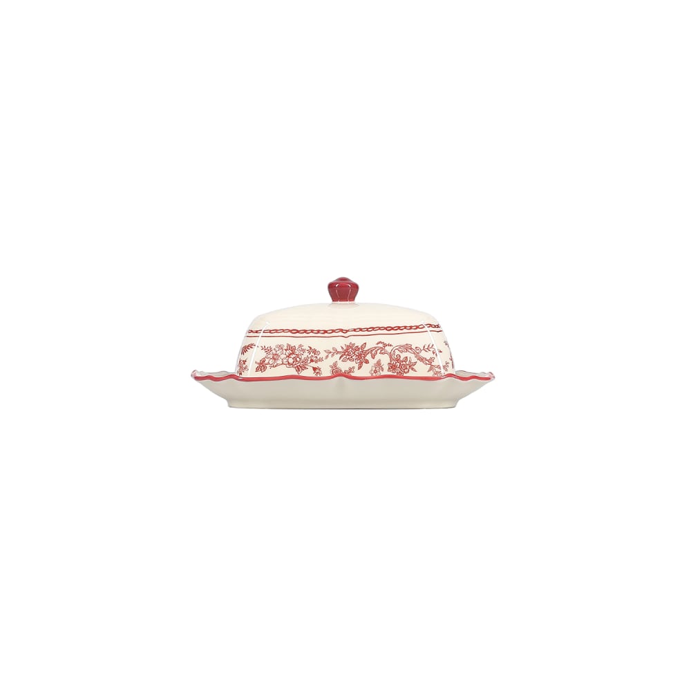 Beurrier rouge en porcelaine 20x14,5xh8,5cm Beurrier rouge en porcelaine 20x14,5xh8,5cm