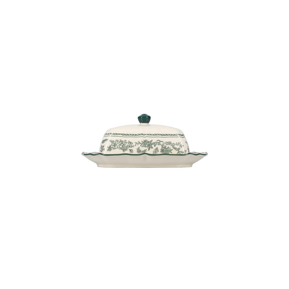 Beurrier vert en porcelaine 20x14,5xh8,5cm Beurrier vert en porcelaine 20x14,5xh8,5cm
