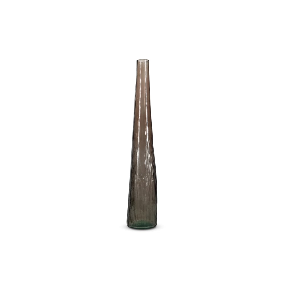 Vase marron en verre 9xh50cm
