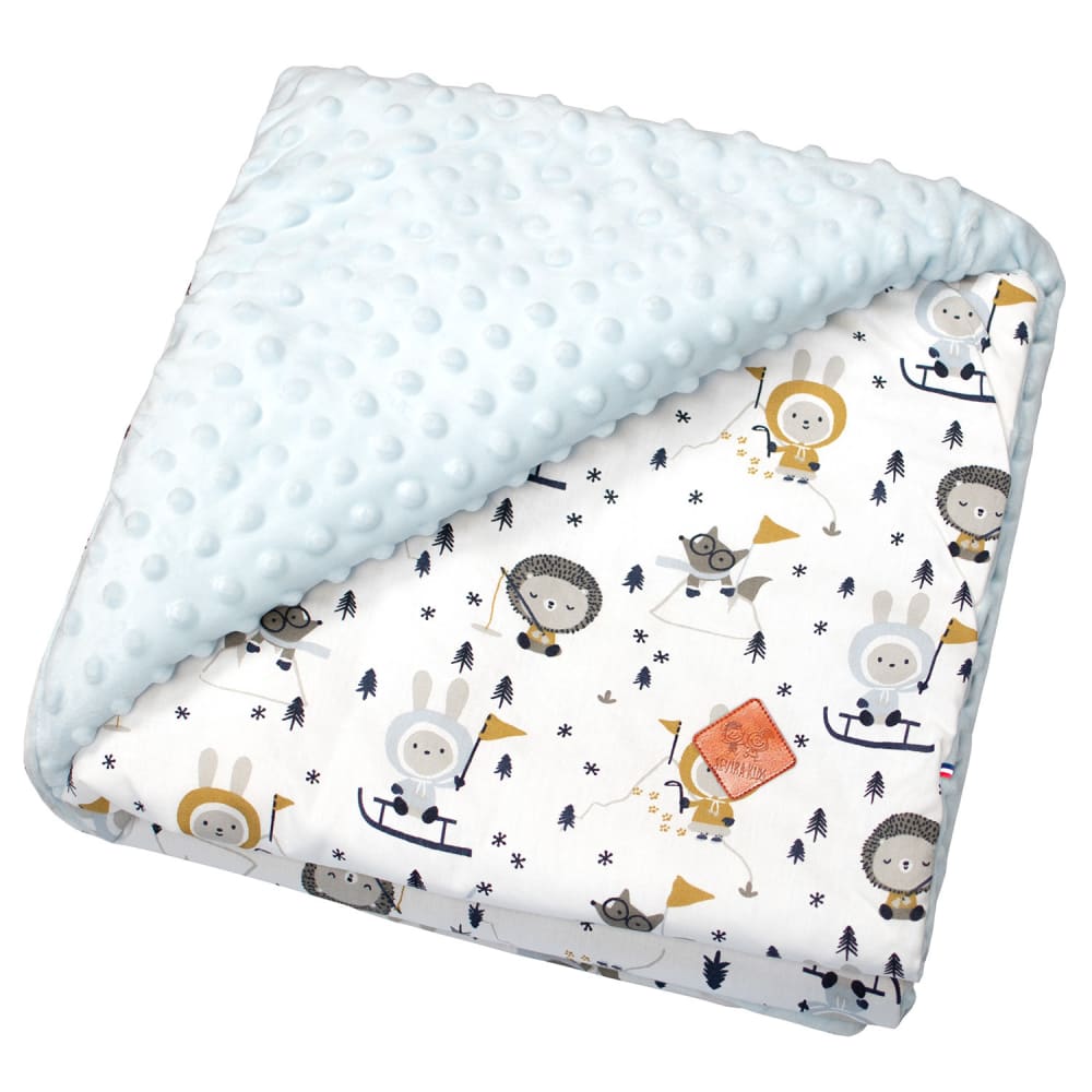 Couverture bébé enfant réversible en minky bleu 100x70 cm Couverture bébé enfant réversible en minky bleu 100x70 cm