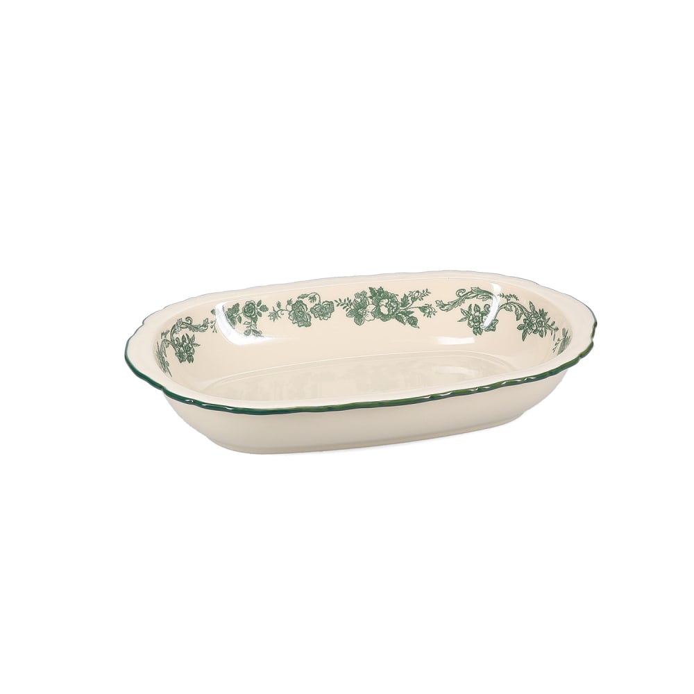 Plat de service vert en porcelaine 31,5x21xh5,5cm Plat de service vert en porcelaine 31,5x21xh5,5cm
