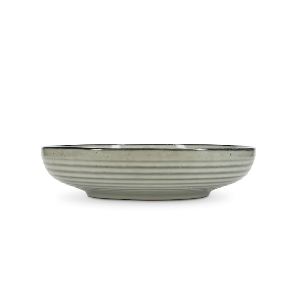 Plat de service vert en grès 32xh7,5cm