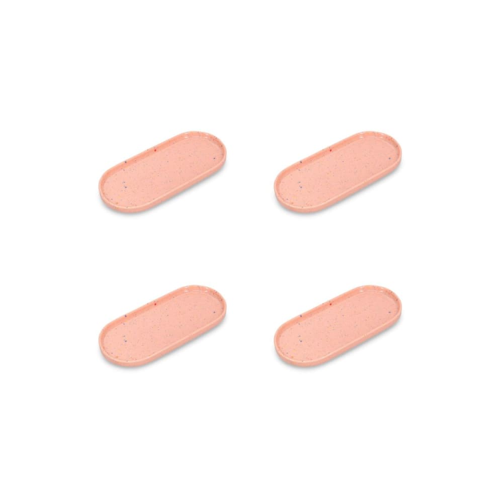 Lot de 4 plats de service rose en porcelaine 20x9cm