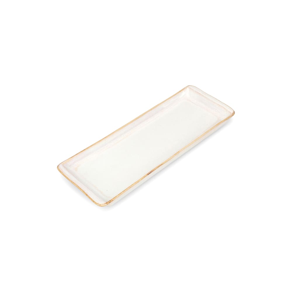 Plat de service blanc en grès 30,5x10,5cm
