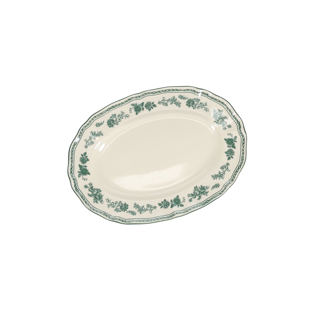Lot de 2 plats de service vert en porcelaine 25,5x18cm Lot de 2 plats de service vert en porcelaine 25,5x18cm