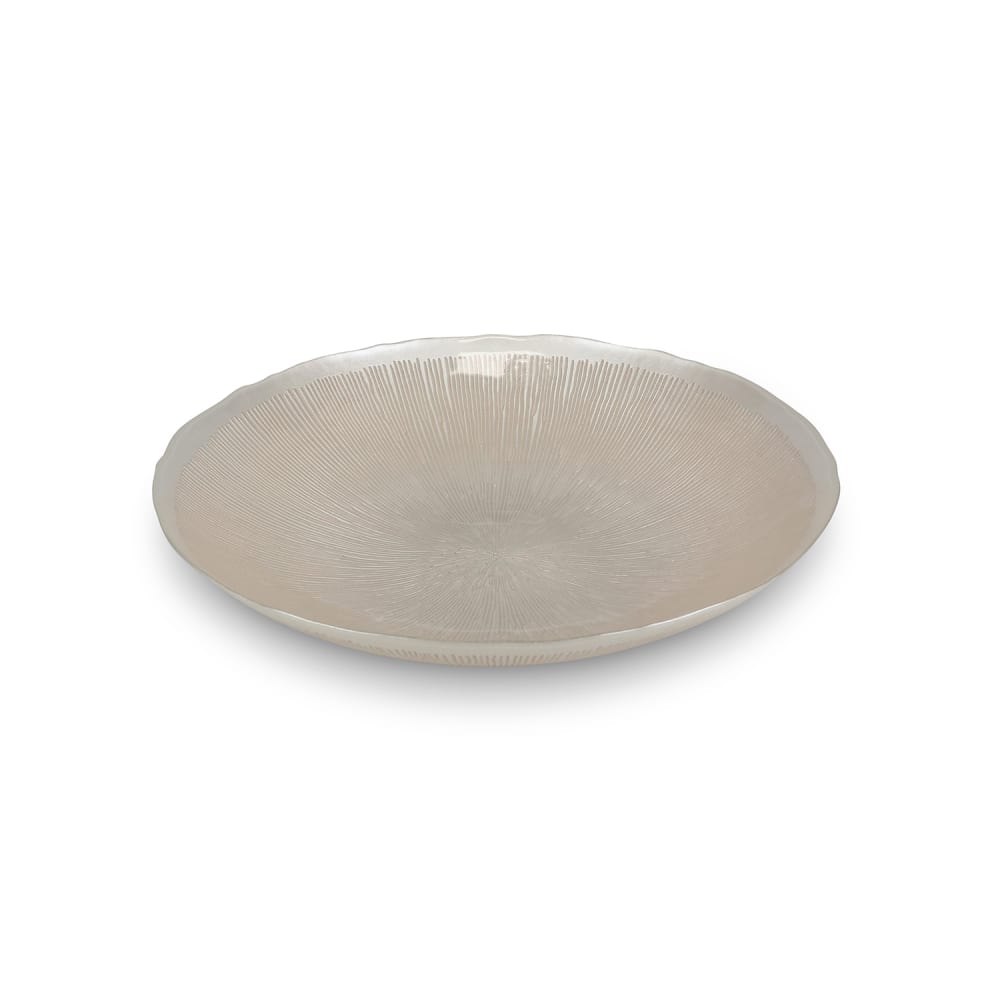 Plat décoratif beige en verre 40xh6,5cm Plat décoratif beige en verre 40xh6,5cm
