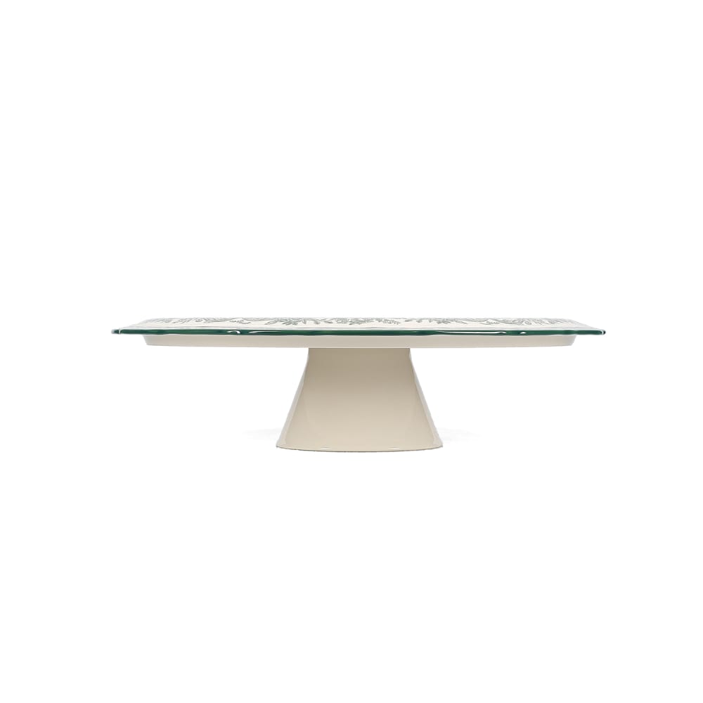 Support de gâteau vert en porcelaine 32,5xh9cm Support de gâteau vert en porcelaine 32,5xh9cm