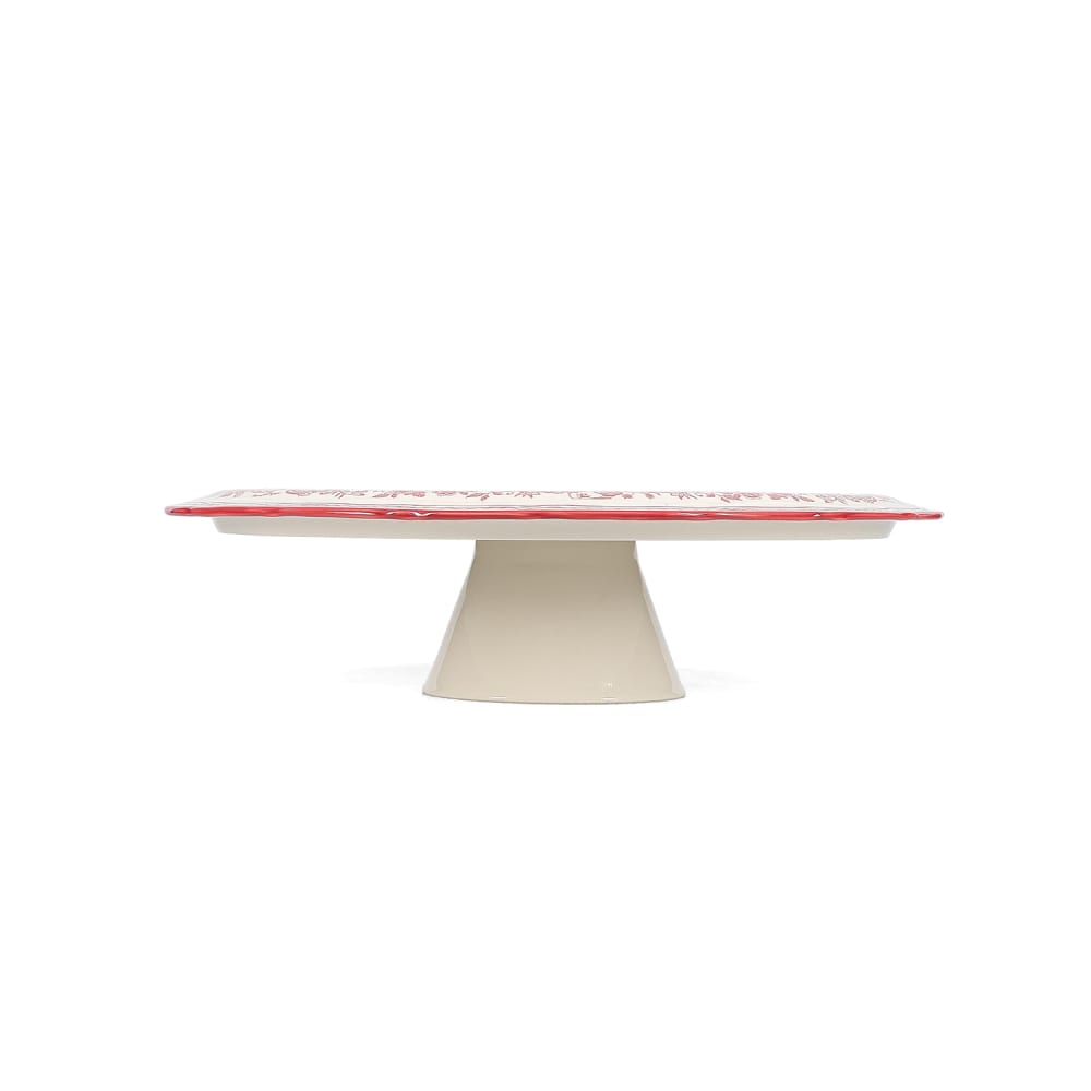 Support de gâteau rouge en porcelaine 32,5xh9cm Support de gâteau rouge en porcelaine 32,5xh9cm