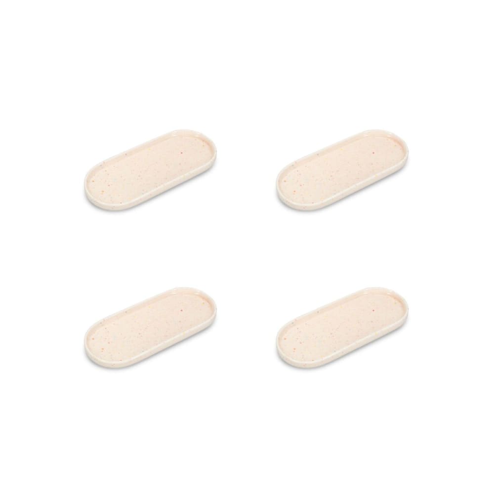 Lot de 4 plats de service beige en porcelaine 20x9cm