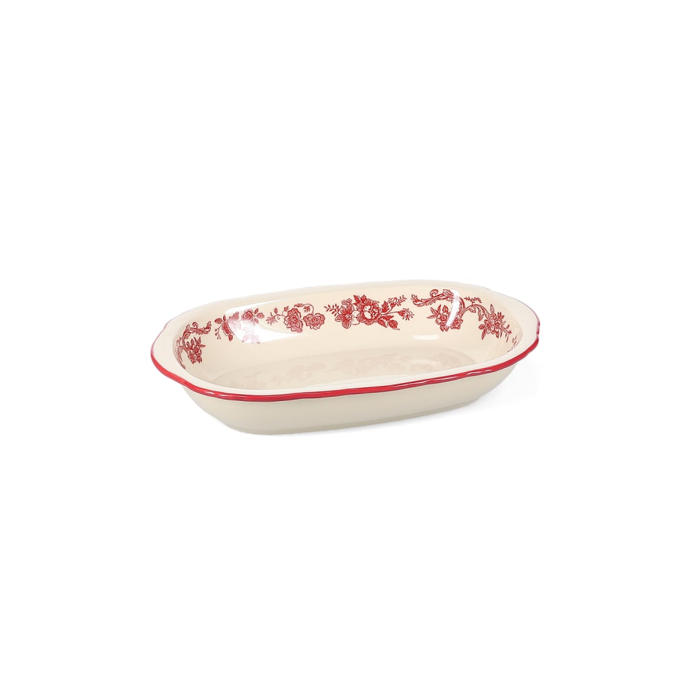 Lot de 2 plats de service rouge en porcelaine 26,5x17,5xh4,5cm Lot de 2 plats de service rouge en porcelaine 26,5x17,5xh4,5cm