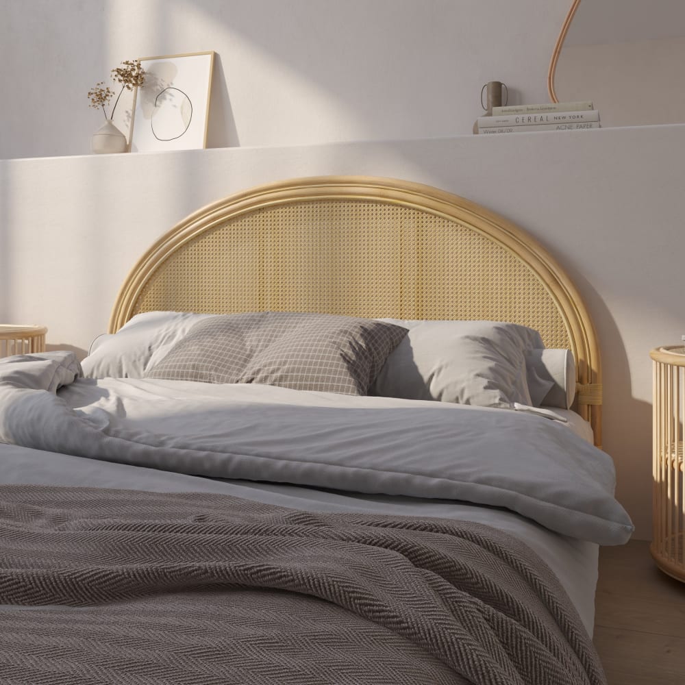 Tête de lit 160 cm en rotin et cannage