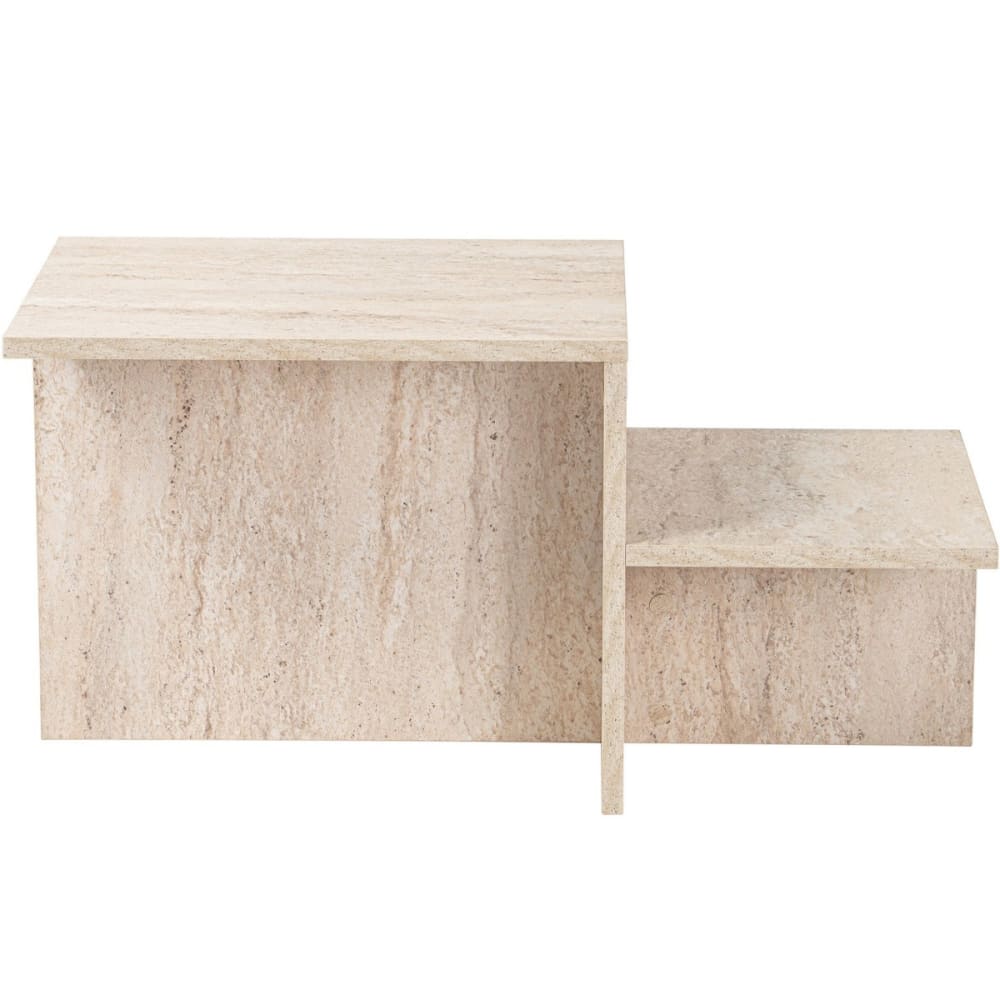 Table basse rectangulaire 2 niveaux effet Travertin 80 cm
