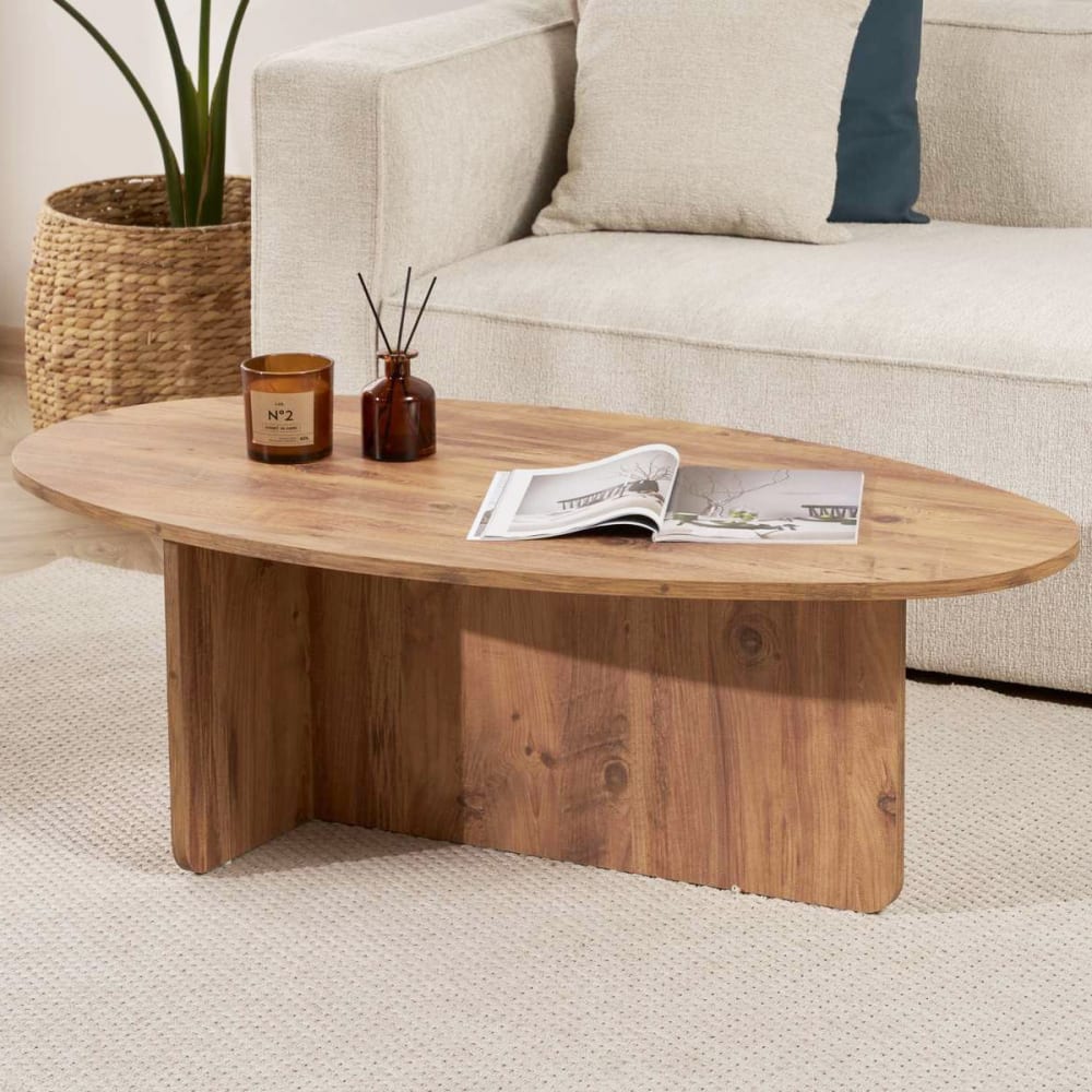 Table basse organique effet Bois foncé 120 cm