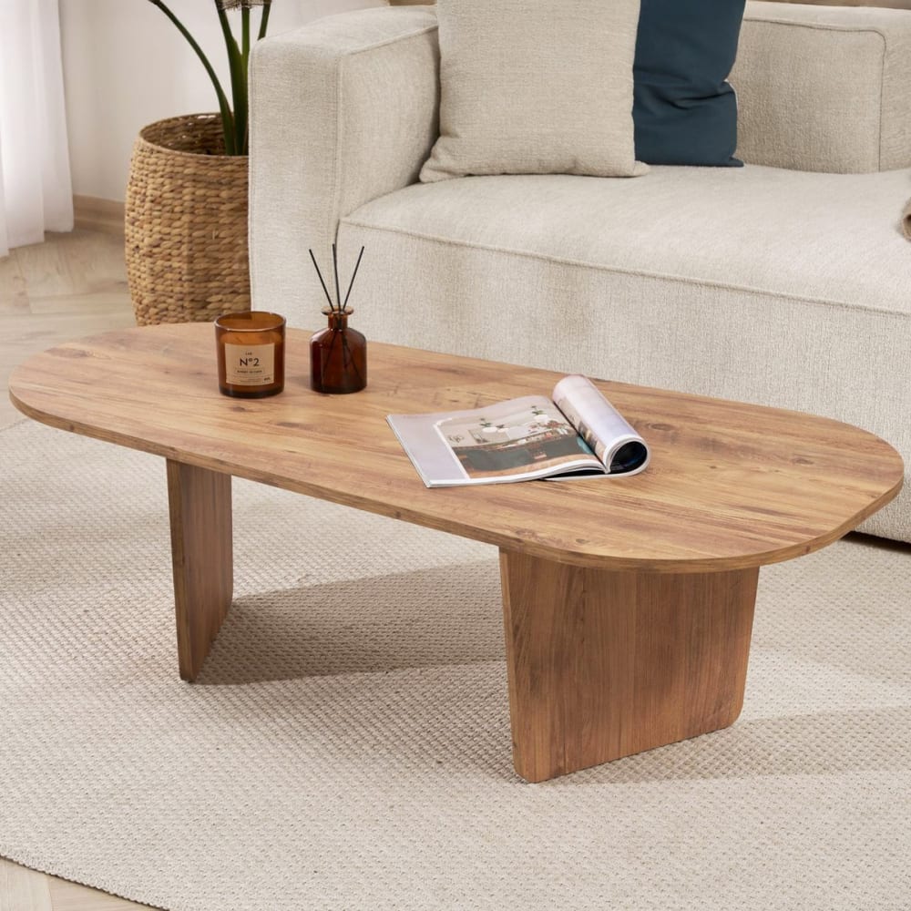 Table basse organique effet Chêne foncé 130 cm