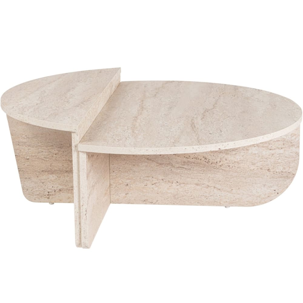 Table basse modulable ronde effet Travertin Ø90 cm