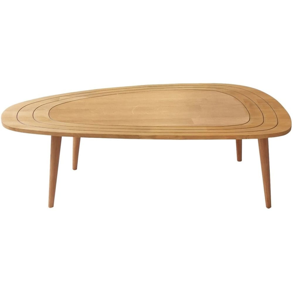 Table basse organique en Bois effet Teck 115 cm