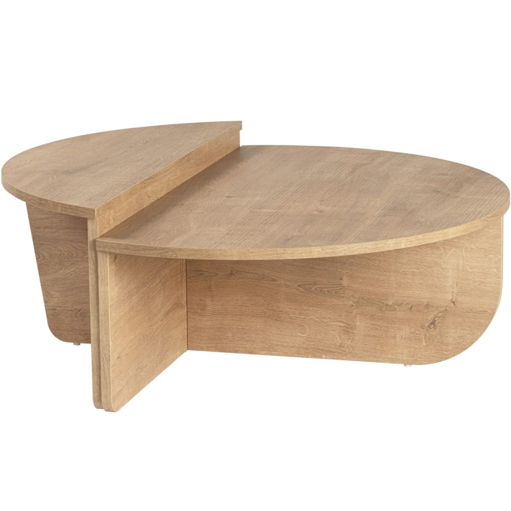 Table basse modulable ronde effet Chêne clair Ø90 cm