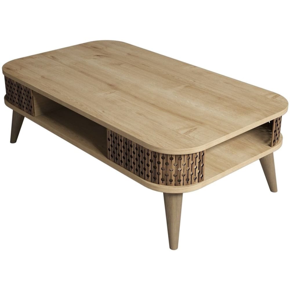 Table basse avec niche de rangement effet Chêne 105 cm