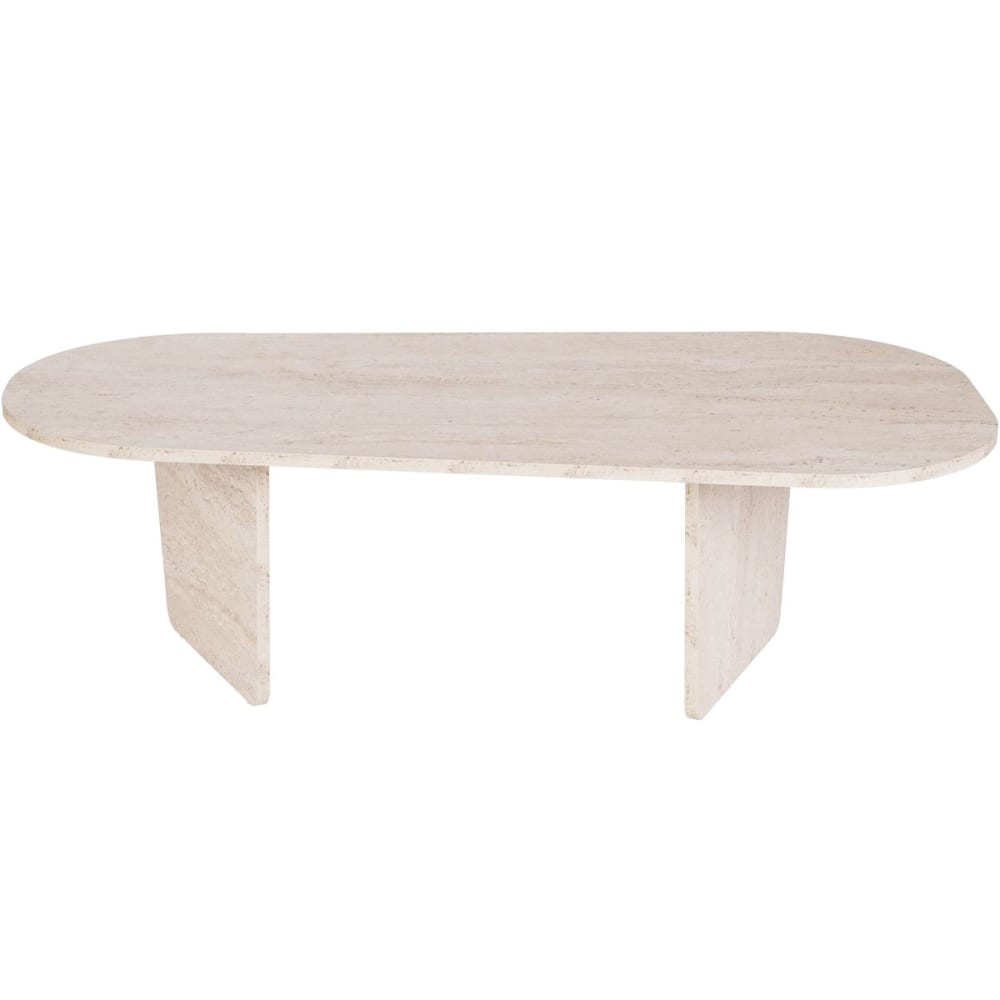 Table basse organique effet Travertin 130 cm