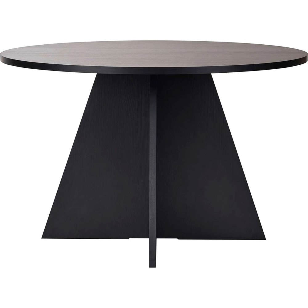 Table à manger ronde effet bois noir 5 à 6 pers. Ø120 cm
