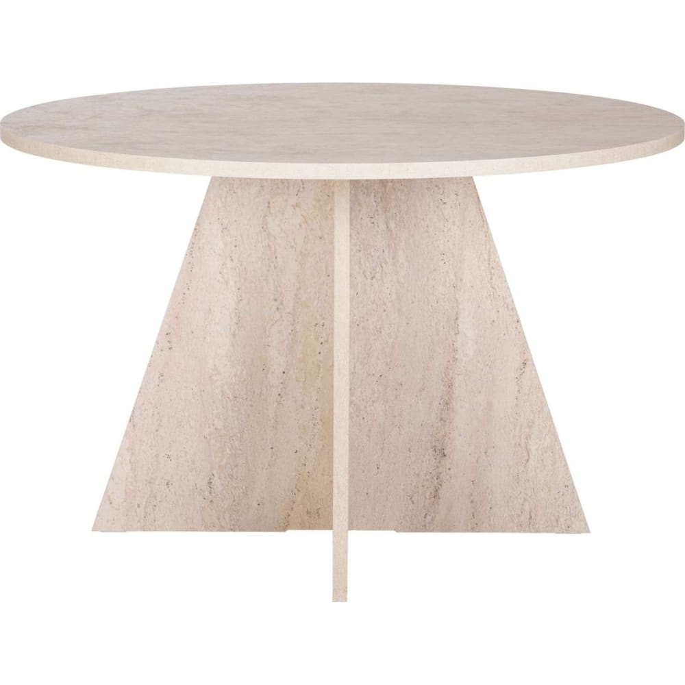 Table à manger ronde effet travertin 5 à 6 pers. Ø120 cm