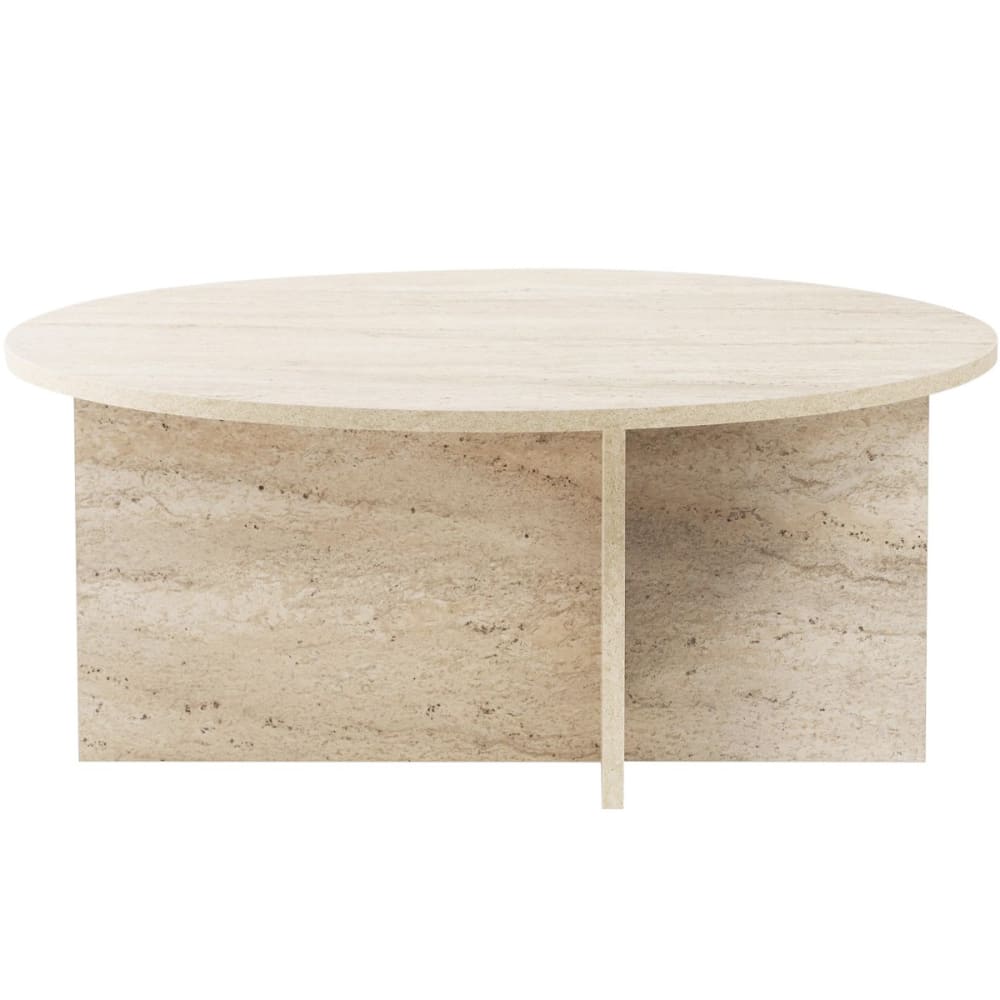 Table basse ronde effet travertin ø90 cm