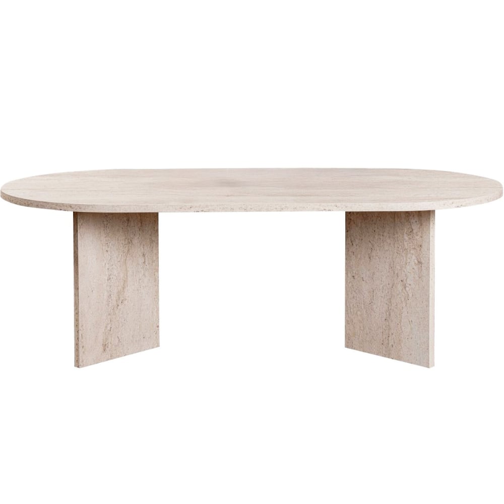 Table basse ovale effet Travertin 119 cm