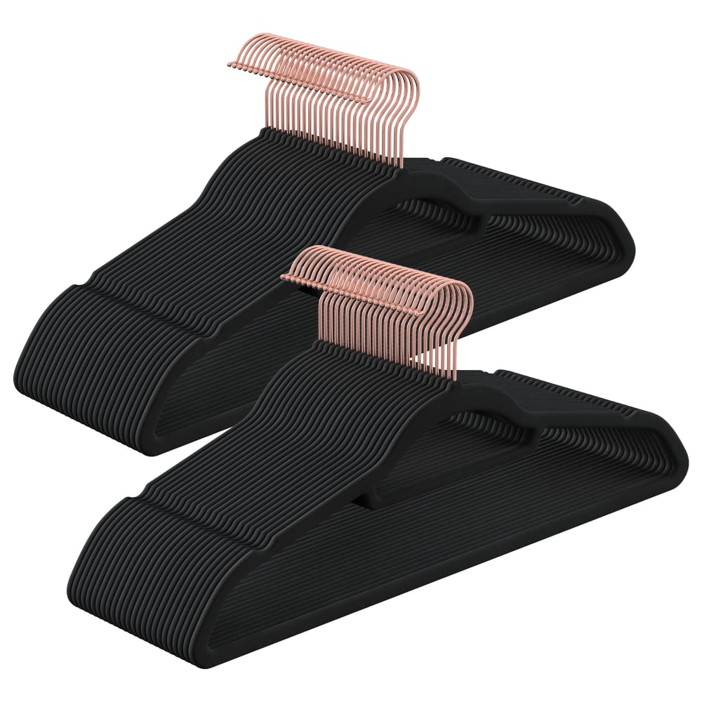 50 perchas antideslizantes de terciopelo de color negro