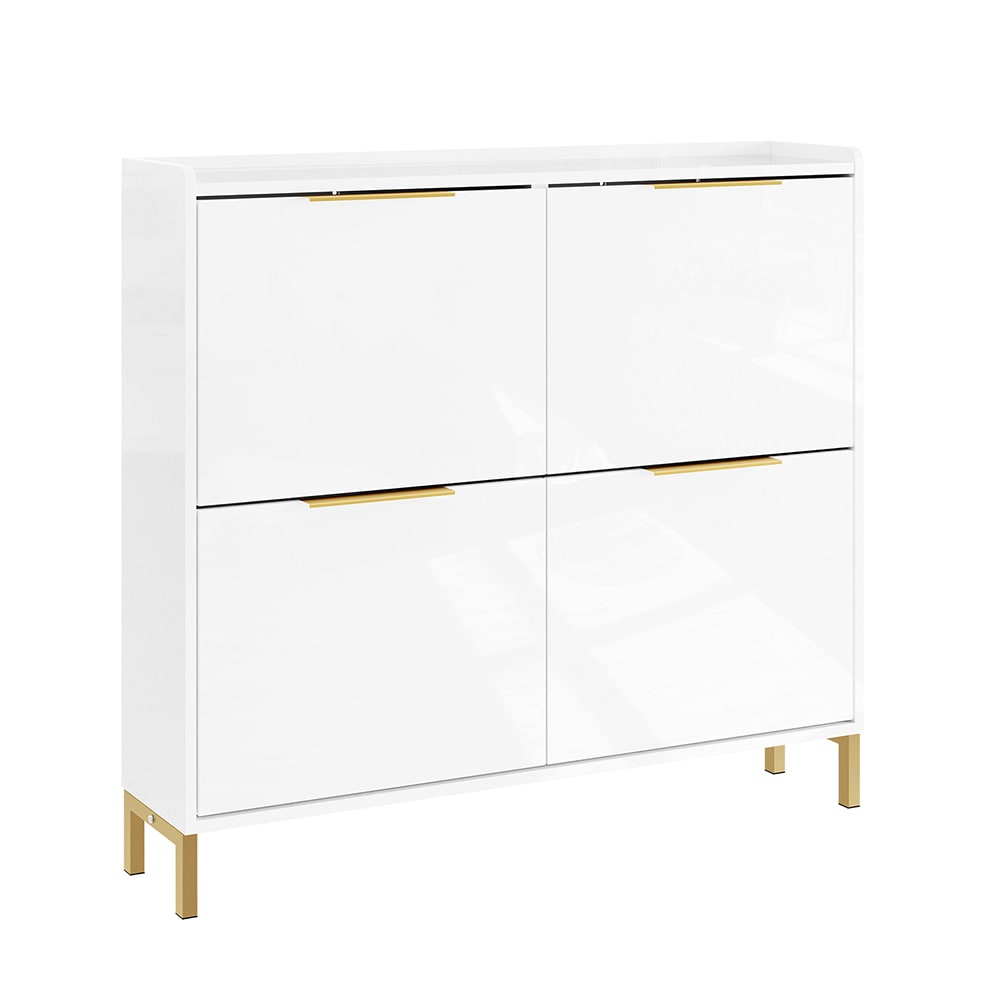 SoBuy Schuhschrank mit 4 türen weiß 100x19.1x88.6cm nordisch style modern - Spanplatte