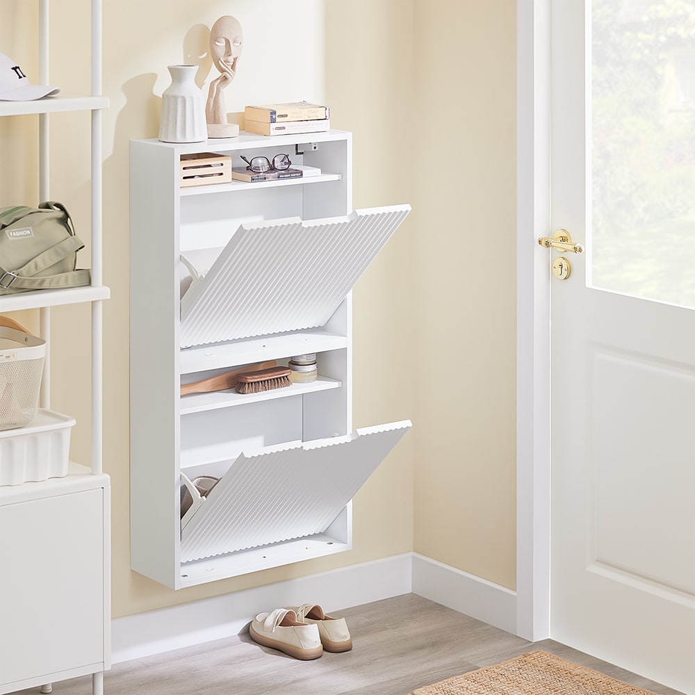Schuhschrank mit 2 türen weiß 50x19x99.6cm nordisch - Maisons Du