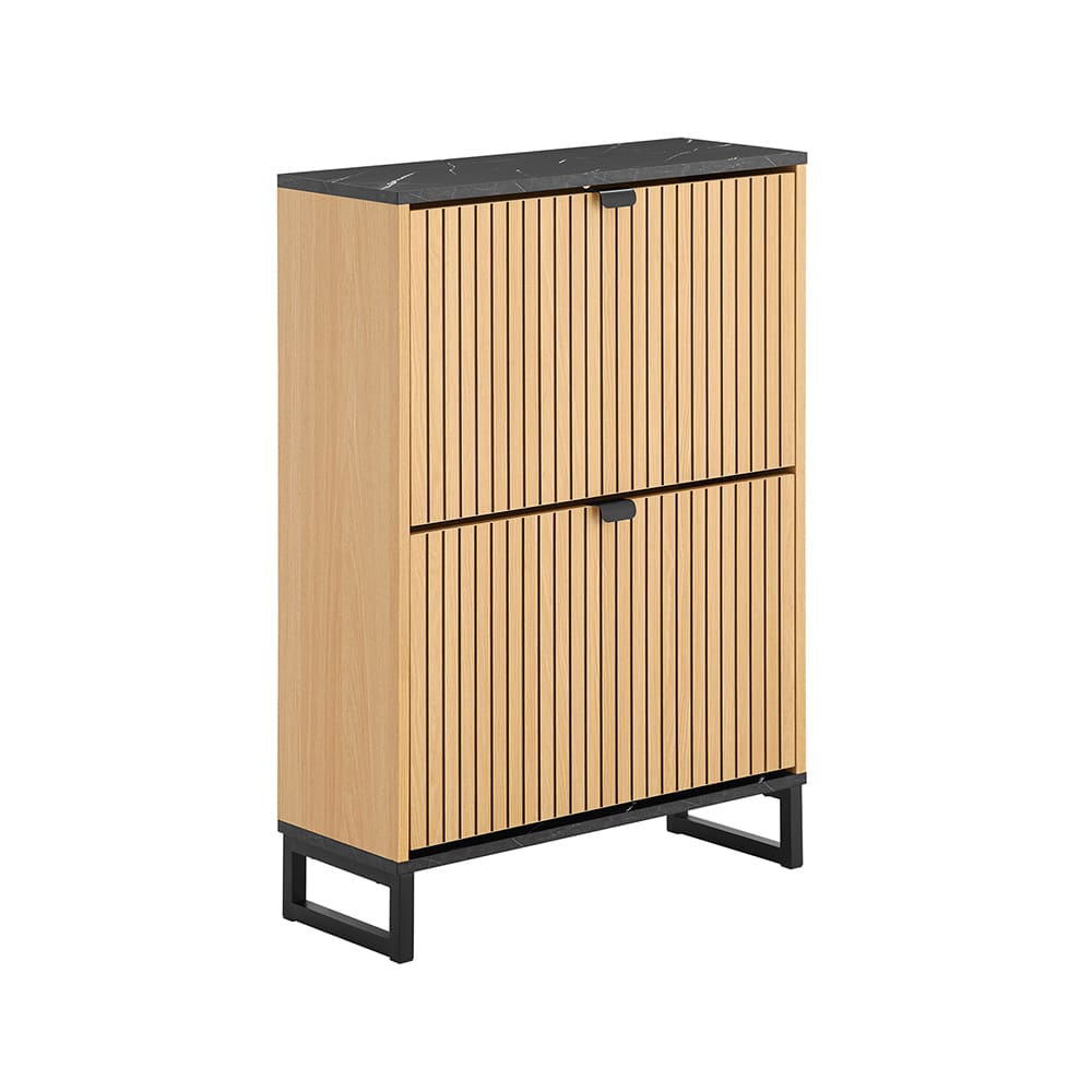 Schuhschrank Mit 2 TüRen Holzfarbe 60X24X88.5Cm Nordisch