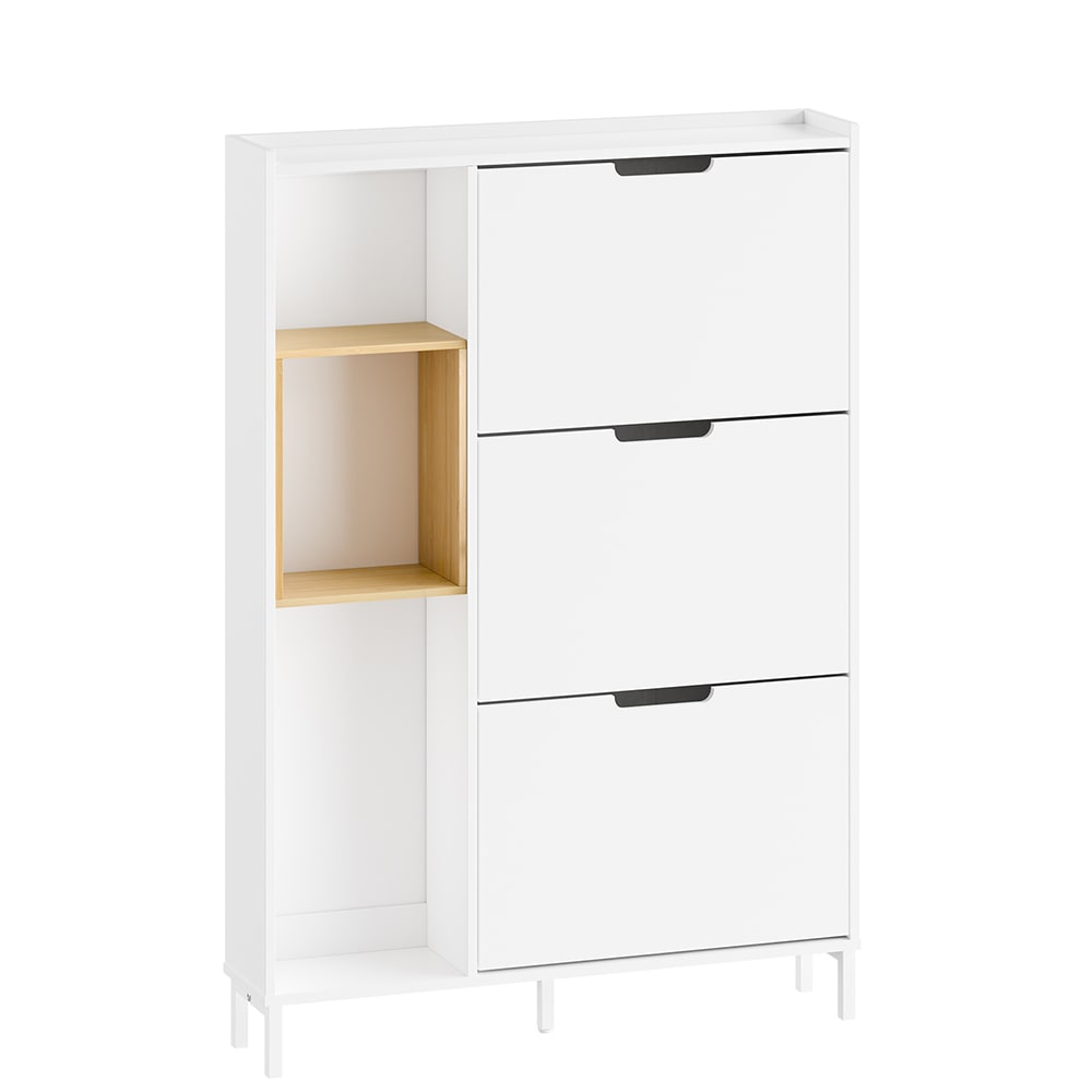Schuhschrank Mit 3 TüRen Weiß 90X19X129.5Cm Modern