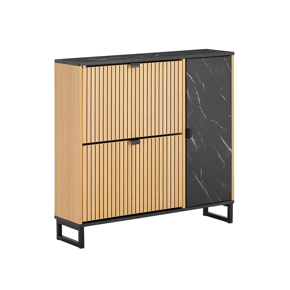 SoBuy Schuhschrank mit 2 türen holzfarbe 90x24x88.5cm modern style modern Braun Spanplatte