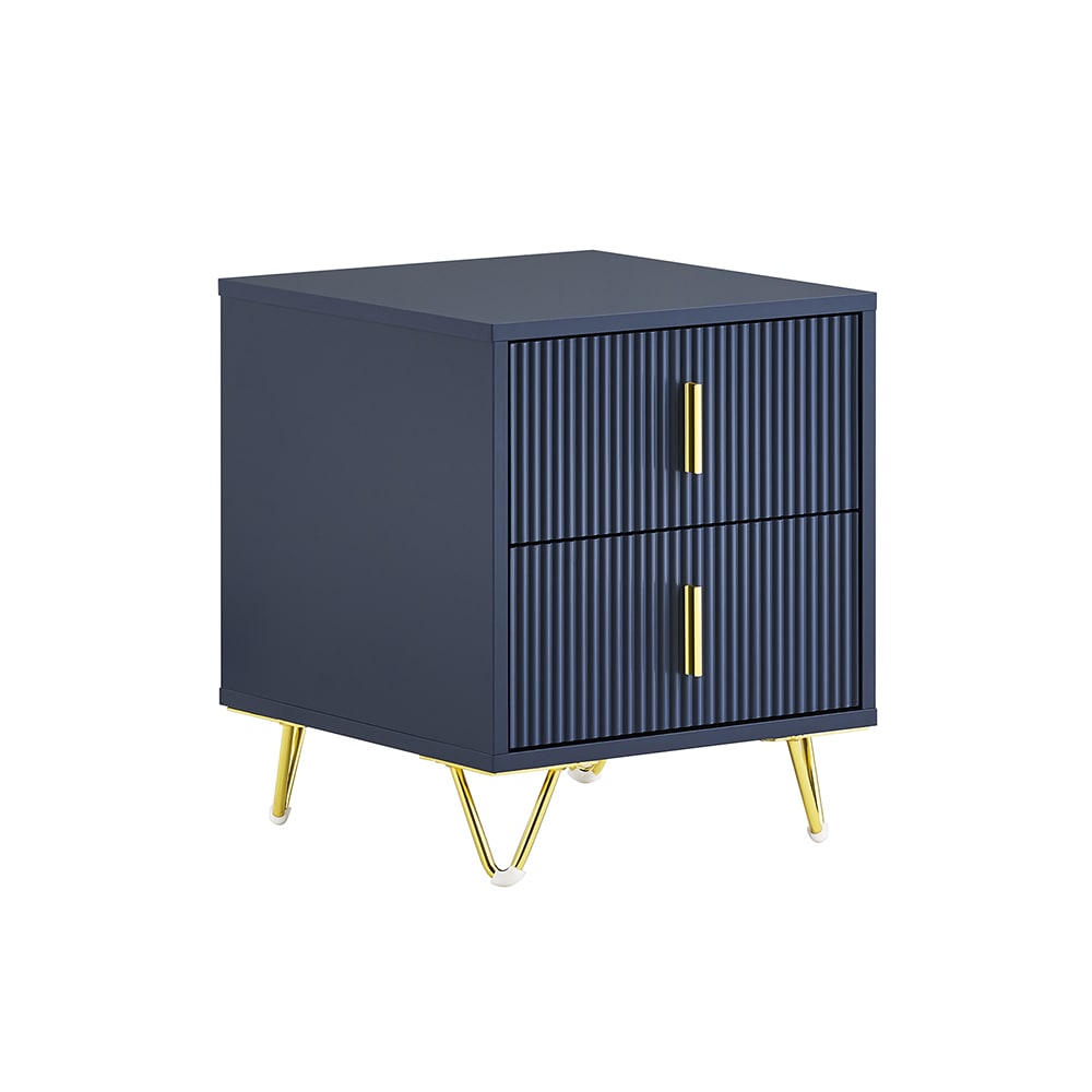 Table de chevet à deux tiroirs bleu 40x40x47cm moderne