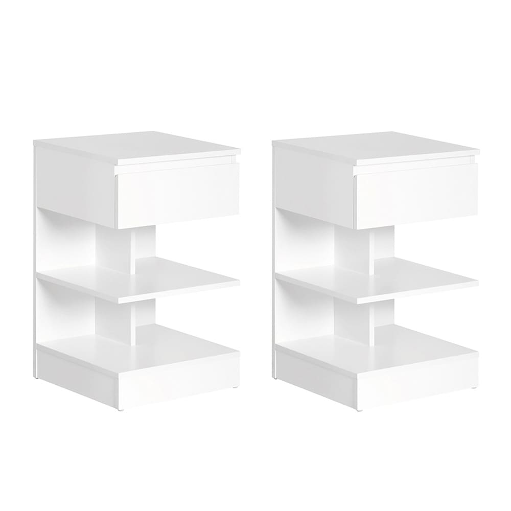 Nachttisch-Set Mit Einer Schublade Weiß 38.99X38.99X65Cm Funktional