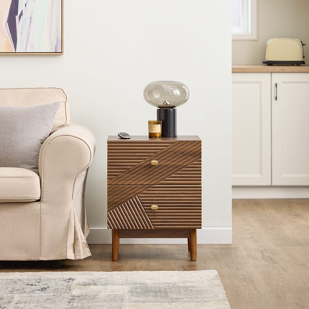 Table de chevet à 2 tiroirs 45x40x58.2cm