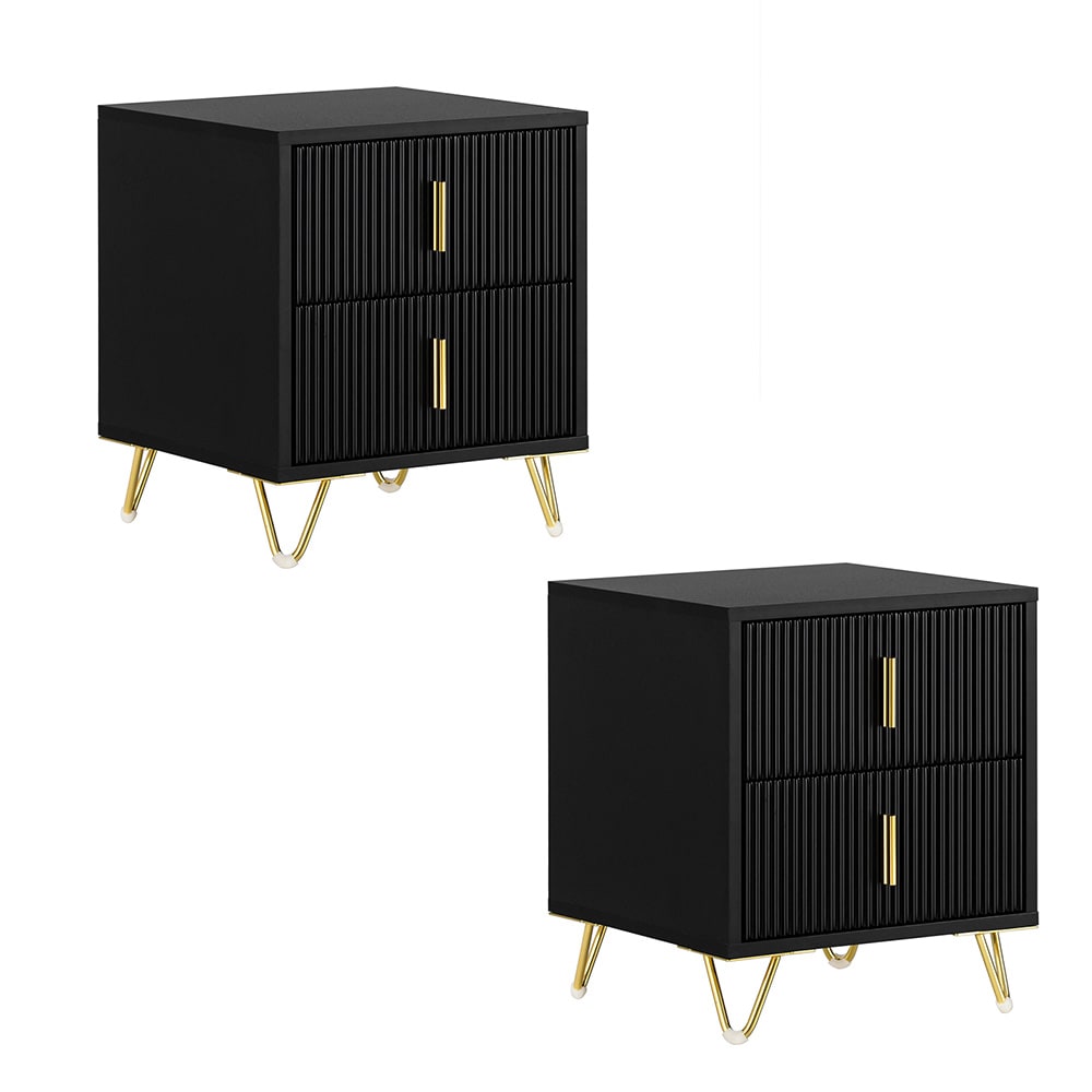 Table de chevet à deux tiroirs noir 40.01x40.01x46.99cm