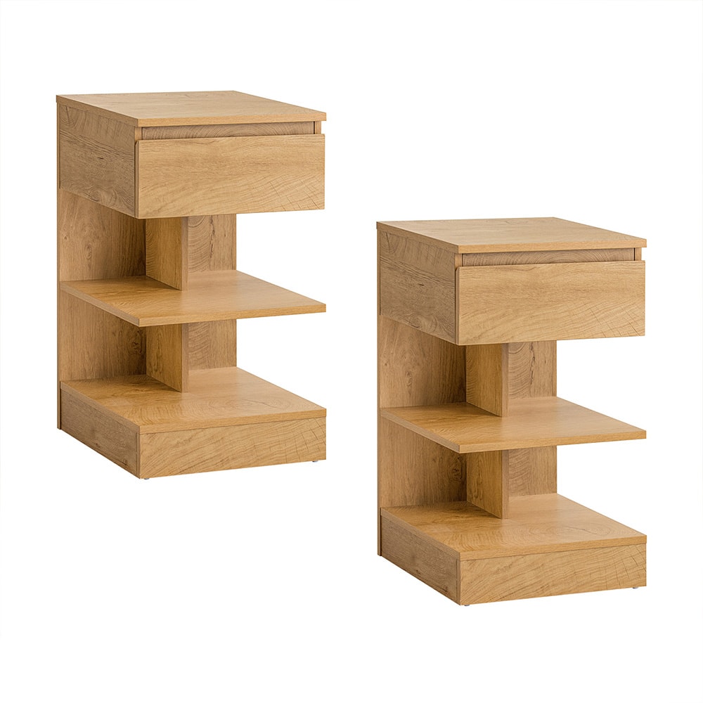 Nachttisch-Set Mit Einer Schublade Holzfarbe 38.99X38.99X65Cm