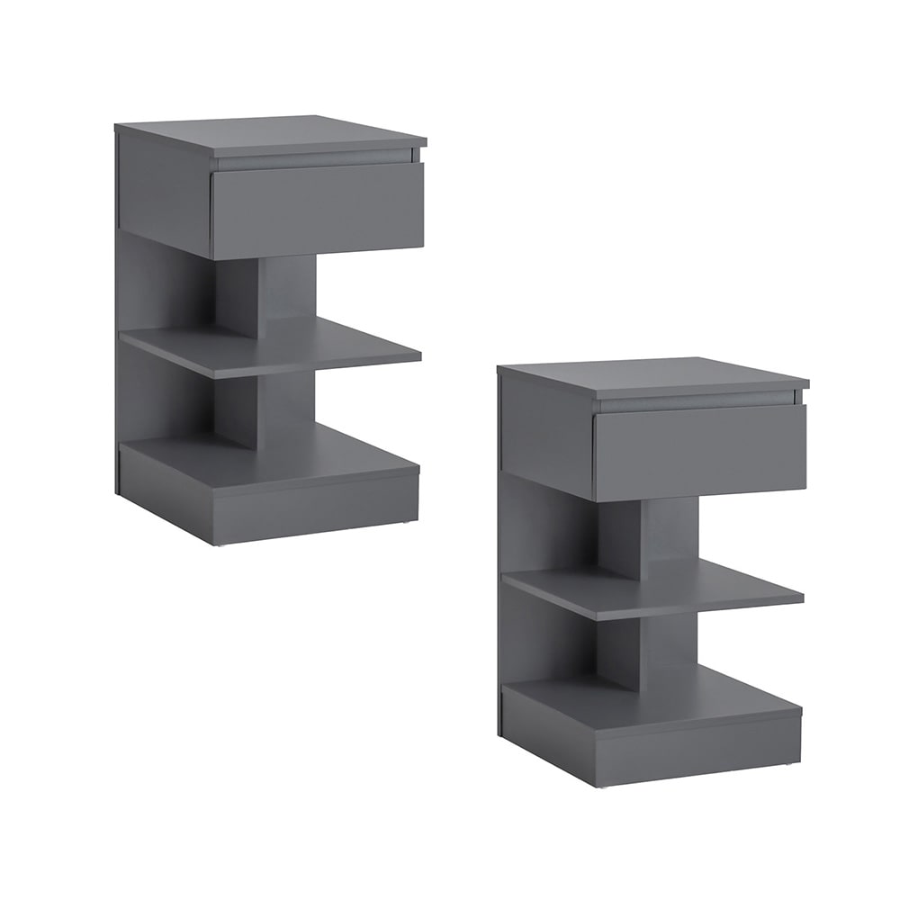 Lot de 2 tables de chevet à 1 tiroir gris 38.99x38.99x65cm