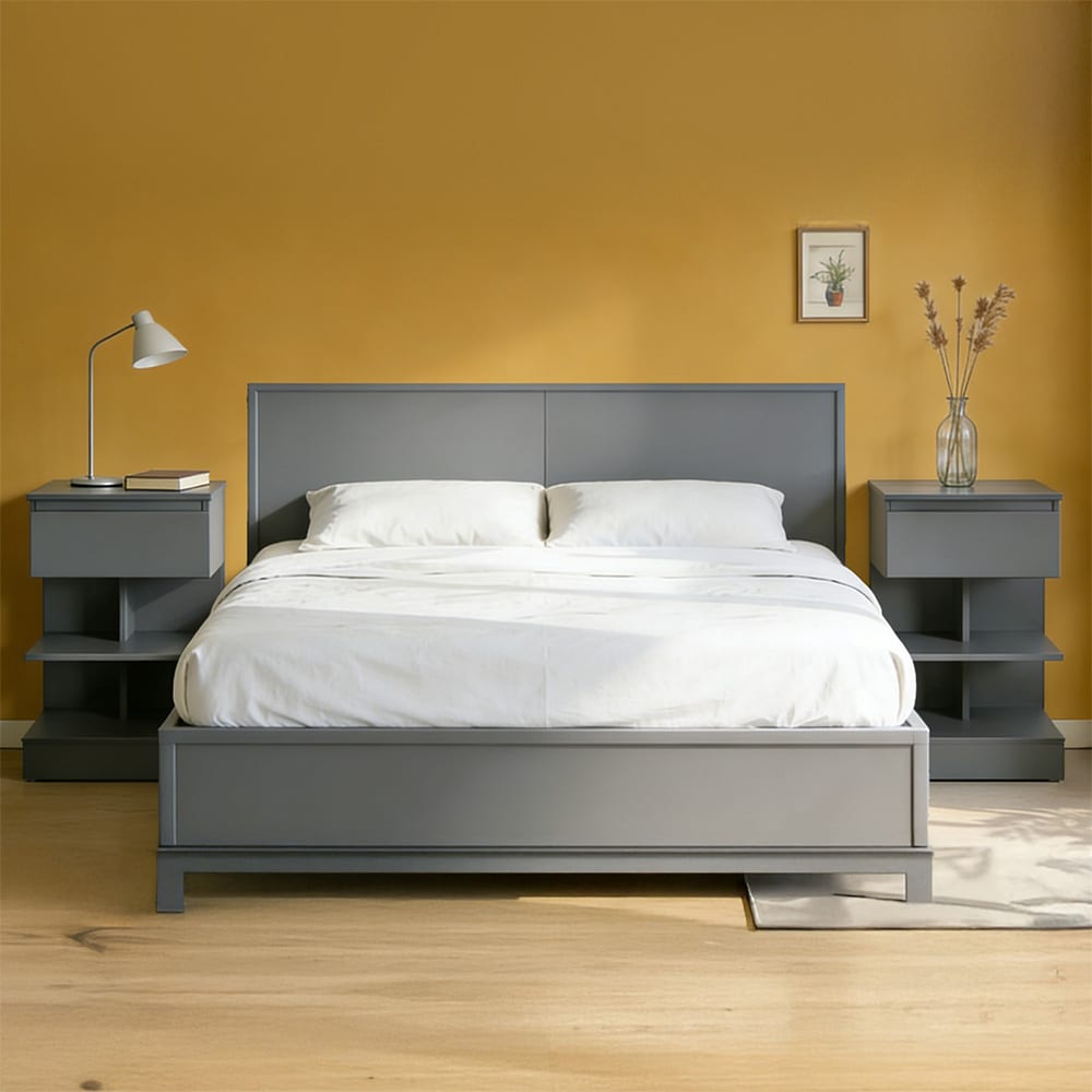 Lot de 2 tables de chevet à 1 tiroir gris 38.99x38.99x65cm