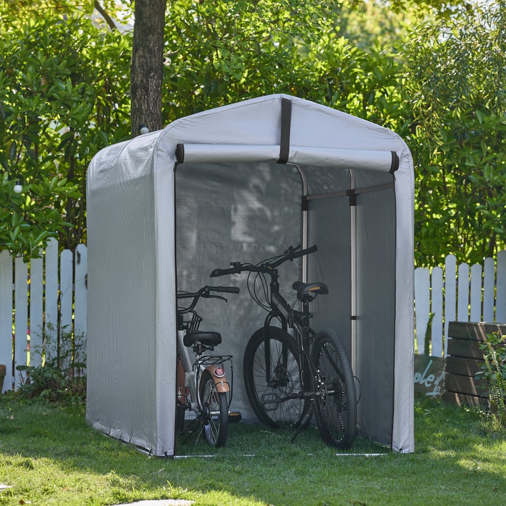Fahrradschuppen für regenschutz gartenhaus blau 120x163x176cm -