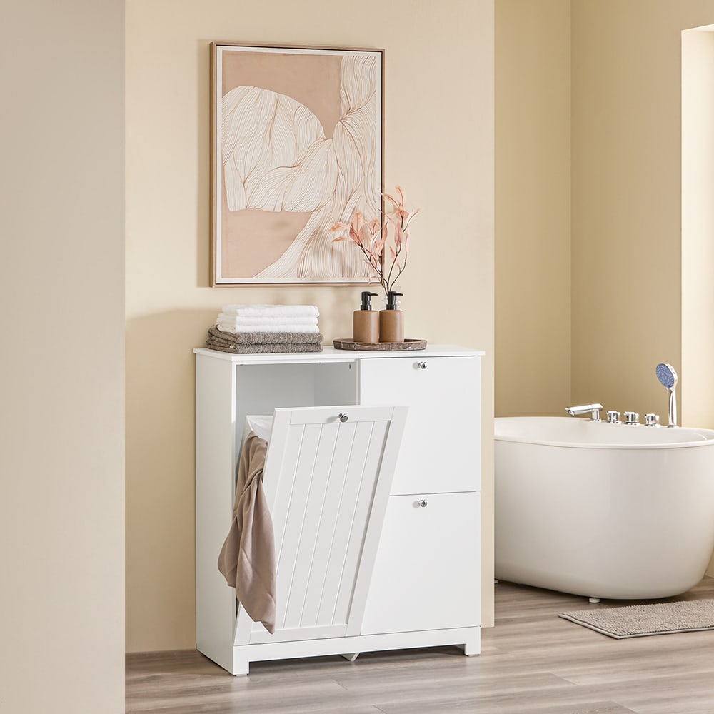 Wäscheschrank mit 2 schubladen weiß 78x38x90cm modern - Maisons