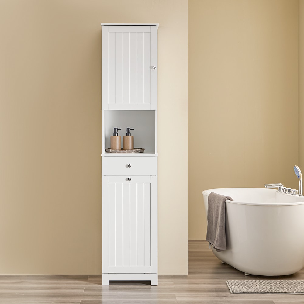 Badezimmerhochschrank mit einer schublade weiß 40x38x180cm