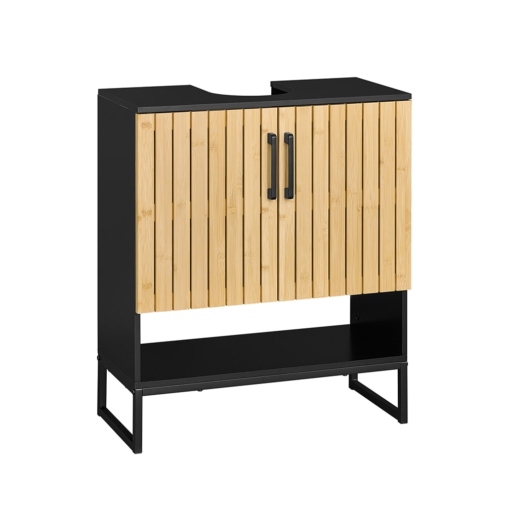 SoBuy Waschbeckenunterschrank mit zwei türen schwarz 60x30x70.5cm modern style modern - Spanplatte