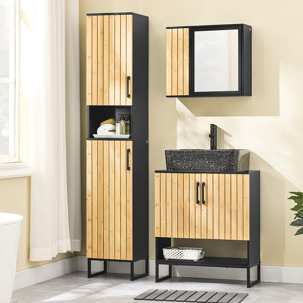 Waschbeckenunterschrank mit zwei türen schwarz 60x30x70.5cm